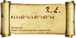 Kilián Lóránt névjegykártya